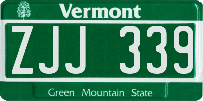 VT license plate ZJJ339