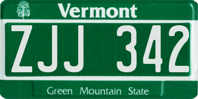 VT license plate ZJJ342