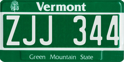 VT license plate ZJJ344
