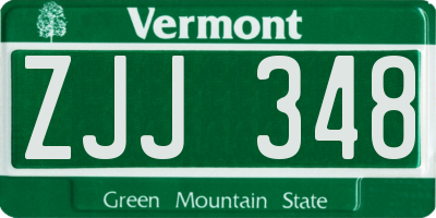 VT license plate ZJJ348