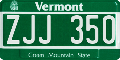 VT license plate ZJJ350