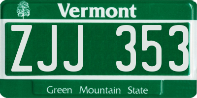 VT license plate ZJJ353