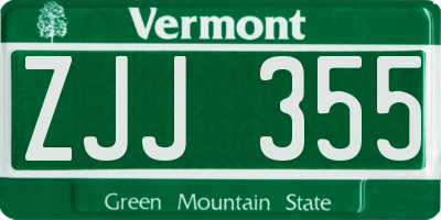 VT license plate ZJJ355