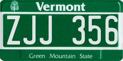 VT license plate ZJJ356