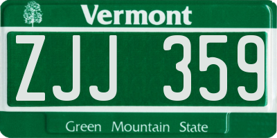 VT license plate ZJJ359