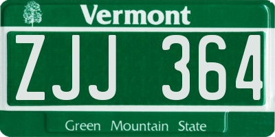 VT license plate ZJJ364
