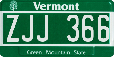 VT license plate ZJJ366