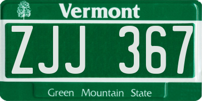 VT license plate ZJJ367