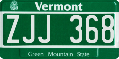 VT license plate ZJJ368