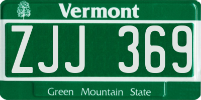 VT license plate ZJJ369