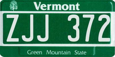 VT license plate ZJJ372