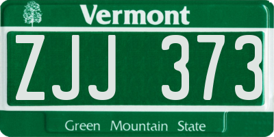 VT license plate ZJJ373