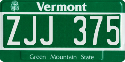 VT license plate ZJJ375