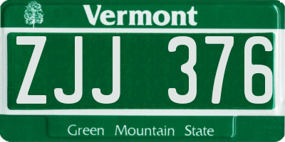 VT license plate ZJJ376