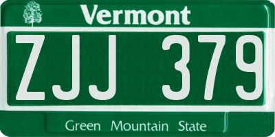 VT license plate ZJJ379