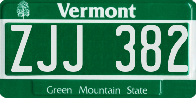 VT license plate ZJJ382