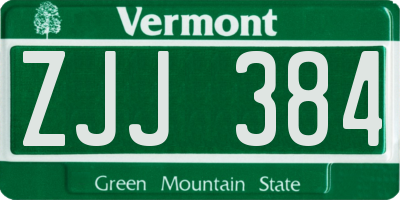 VT license plate ZJJ384