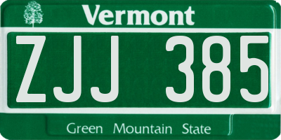 VT license plate ZJJ385
