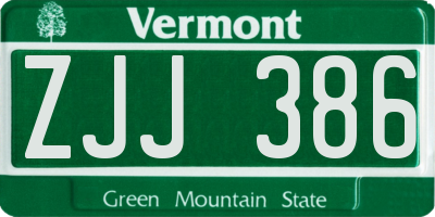 VT license plate ZJJ386