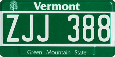 VT license plate ZJJ388