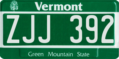 VT license plate ZJJ392