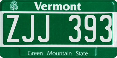 VT license plate ZJJ393