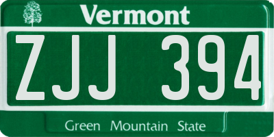 VT license plate ZJJ394
