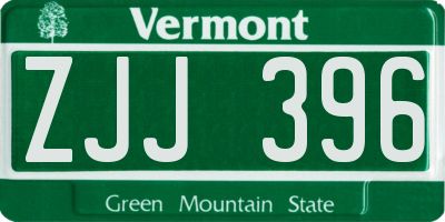 VT license plate ZJJ396