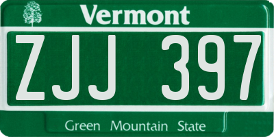 VT license plate ZJJ397