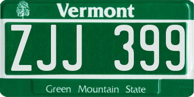 VT license plate ZJJ399