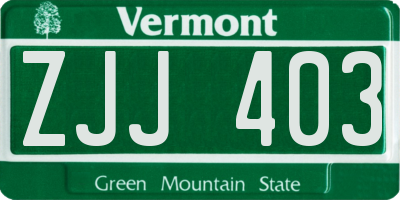 VT license plate ZJJ403
