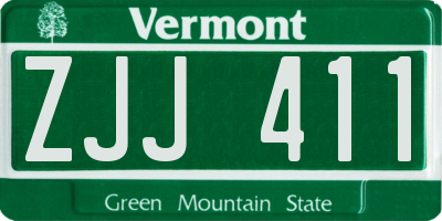 VT license plate ZJJ411