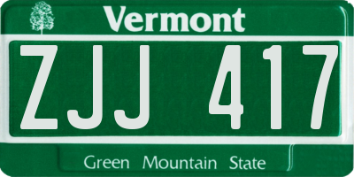 VT license plate ZJJ417