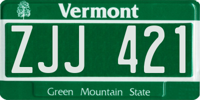 VT license plate ZJJ421