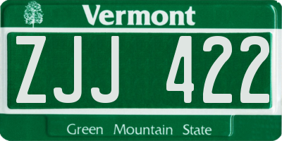 VT license plate ZJJ422