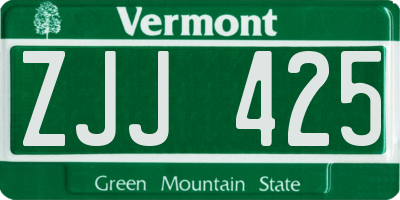 VT license plate ZJJ425