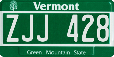 VT license plate ZJJ428