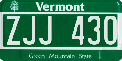 VT license plate ZJJ430