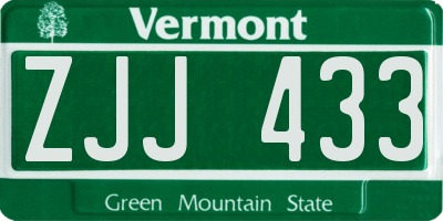 VT license plate ZJJ433