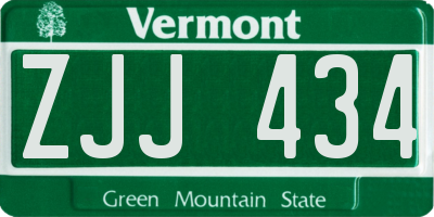 VT license plate ZJJ434