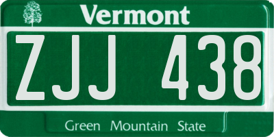 VT license plate ZJJ438