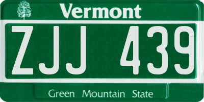 VT license plate ZJJ439
