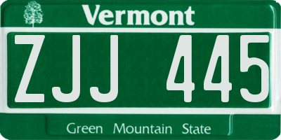 VT license plate ZJJ445