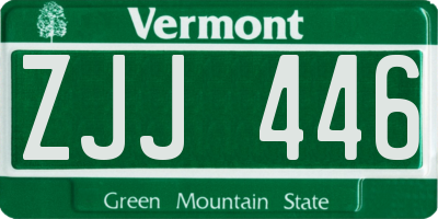 VT license plate ZJJ446