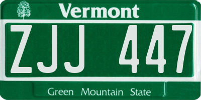 VT license plate ZJJ447