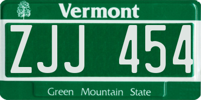 VT license plate ZJJ454