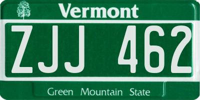 VT license plate ZJJ462