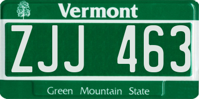 VT license plate ZJJ463