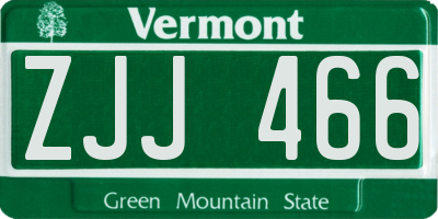VT license plate ZJJ466
