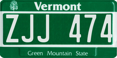 VT license plate ZJJ474